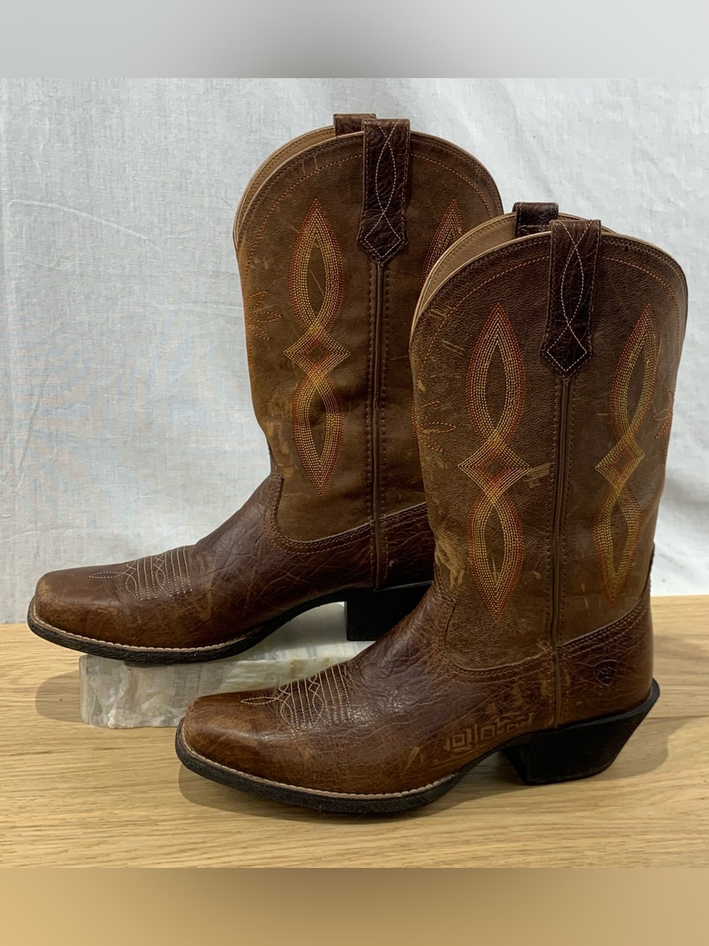 Ariat Round Up Women’s Size 8.5 B Square Toe Western Brown Leather Boots